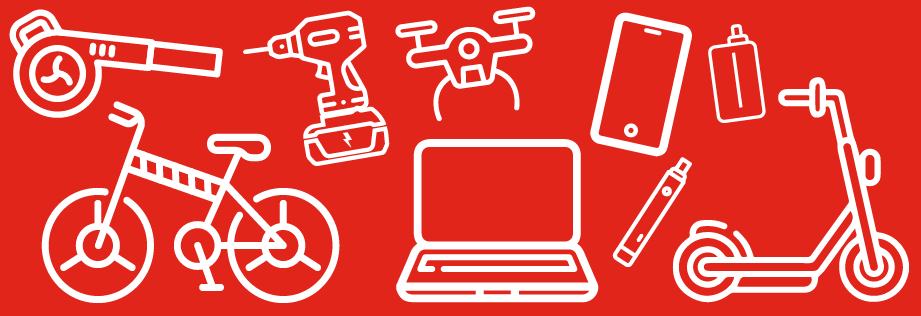 Pictogram graphic of lithium-ion powered devices